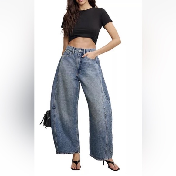 Good American Sz 6/28 High Rise Loose Fit Good Extreme Barrel Jeans - Picture 1 of 7